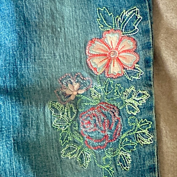 Paris Blues Embroidery Girls Denim Blue Jeans Ramie/Cotton Blend Size 12 - Picture 8 of 14